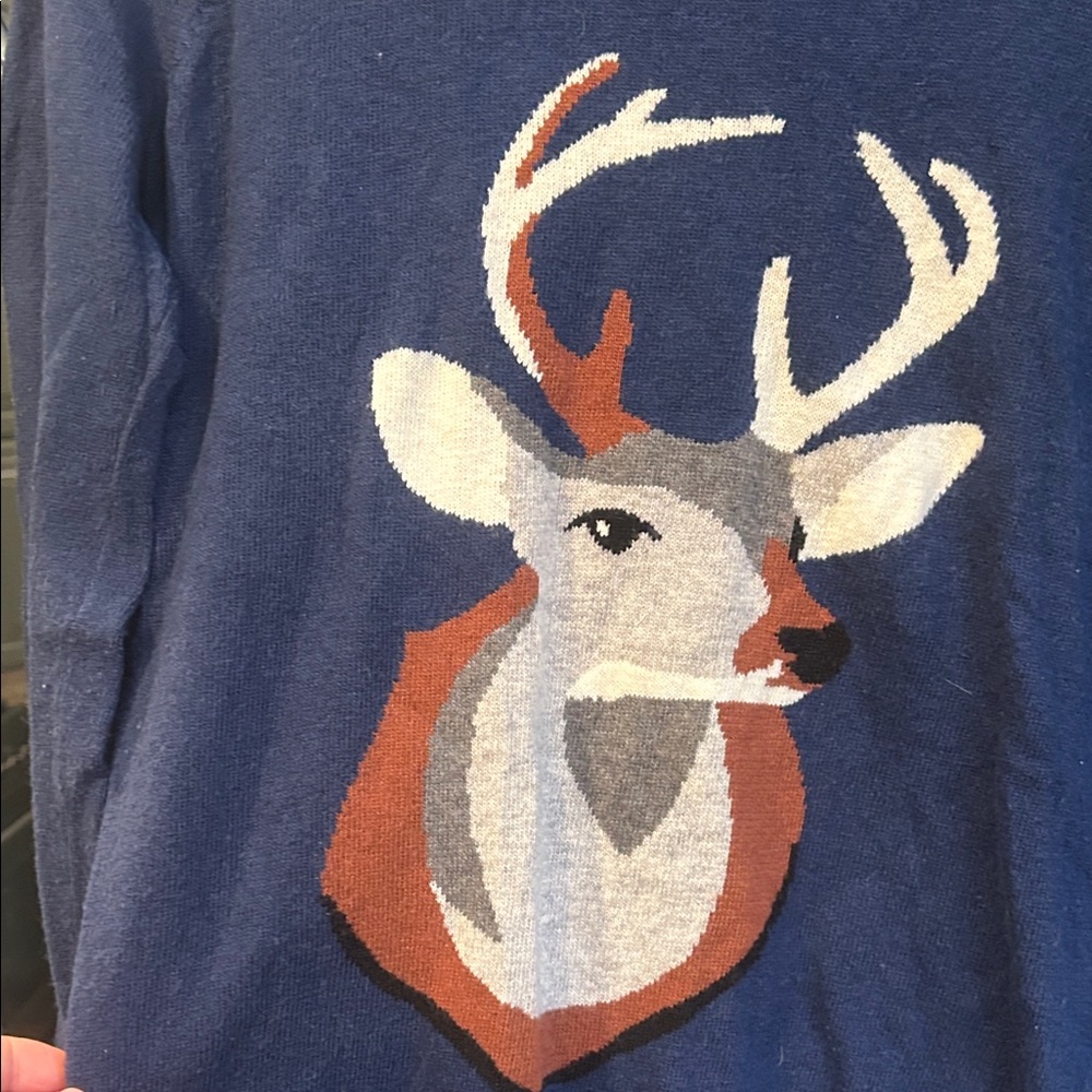 Madewell Navy Sweater with Deer Design - Picture 2 of 7